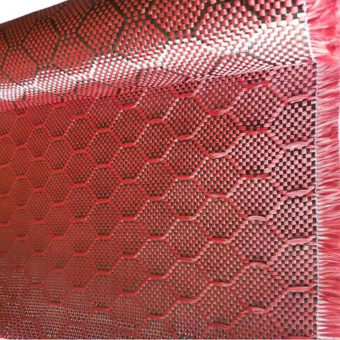 12 in Beehive Weave - Carbon Fiber Aramid Fabric - Red - 3K - 240g/meter - Advanced Carbon Fiber Cloth - 12' Wide Hemmed Fabric for Repair, DIY Projects (5 Ft) in Saudi Arabia