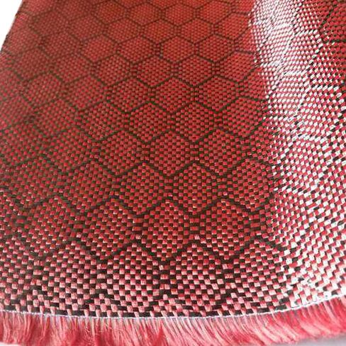 12 in Beehive Weave - Carbon Fiber Aramid Fabric - Red - 3K - 240g/meter - Advanced Carbon Fiber Cloth - 12' Wide Hemmed Fabric for Repair, DIY Projects (5 Ft) in Saudi Arabia