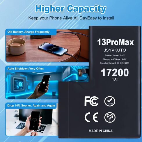 15800mAh Battery for iPhone 6S Plus, New 0 Cycle Upgraded Higher Capacity Replacement Battery for iPhone 6S Plus with Full Set Repair Tool Kit, Model A1634, A1687, A1699 in Kuwait