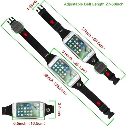 Fanny Pack Pack Running Belt Weist Phone Holder/Bag Women & Men for iPhone 15 14 13 12 11 Pro Max/XS Max/XR/X/8/7/6S Plus ، 6/SE ، for Galaxy S/Not in Kuwait