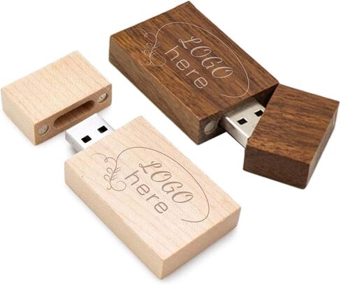 Wooden Custom USB Flash Drive 2GB 5 Pack, JBOS Wood Customized USB Thumb Drives 2GB Personalized Logo USB Stick Bulk Ideal Present for Wedding Event Items (Walnut，Maple，Bamboo) in Kuwait