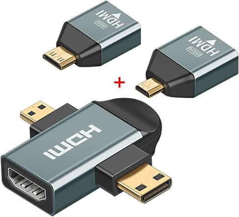 تشينيانغ micro hdmi أنثى إلى mini hdmi male & hdmi ذكر 1.4 محول متوافق 4K@60Hz 2pcs/set in Saudi Arabia