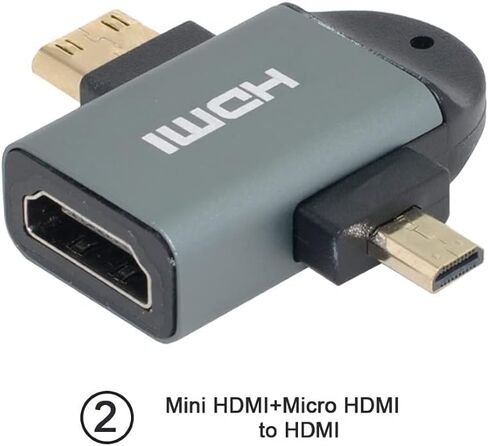 تشينيانغ micro hdmi أنثى إلى mini hdmi male & hdmi ذكر 1.4 محول متوافق 4K@60Hz 2pcs/set in Saudi Arabia