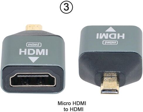 تشينيانغ micro hdmi أنثى إلى mini hdmi male & hdmi ذكر 1.4 محول متوافق 4K@60Hz 2pcs/set in Saudi Arabia