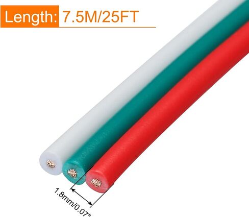 MECCANIXITY 24 Gauge 3 Conductor Electrical Wire Tinned Copper Cable 98FT Flexible Stranded Hook-up Wire for LED Strips Lamps Residential Wiring Car Circuit in Saudi Arabia