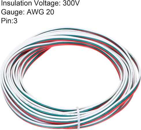MECCANIXITY 24 Gauge 3 Conductor Electrical Wire Tinned Copper Cable 98FT Flexible Stranded Hook-up Wire for LED Strips Lamps Residential Wiring Car Circuit in Saudi Arabia