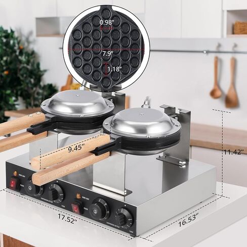 TrailBlaze Bubble Waffle Maker, 2800W Double-sided Heating Bubble Waffle Maker, Adjustable Temperature and Time, Non-Stick Coating Egg Waffle Maker for Snack Bars, Schools, Restaurants and Families in Kuwait