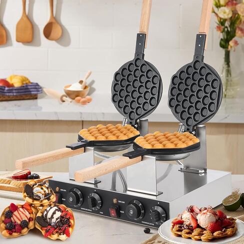 TrailBlaze Bubble Waffle Maker, 2800W Double-sided Heating Bubble Waffle Maker, Adjustable Temperature and Time, Non-Stick Coating Egg Waffle Maker for Snack Bars, Schools, Restaurants and Families in Kuwait