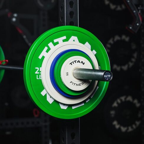 Titan Fitness Change Plate Set, Color-Coded, Fit Standard Olympic Barbells, Steel Plates with Rubber-Coated Matte Finish, 51MM Collar Opening in Kuwait