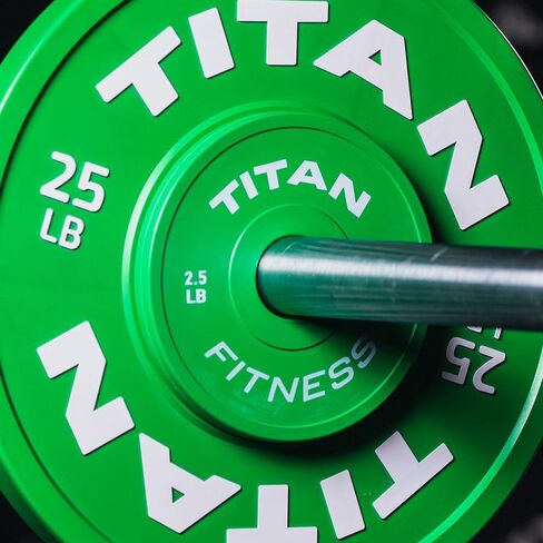Titan Fitness Change Plate Set, Color-Coded, Fit Standard Olympic Barbells, Steel Plates with Rubber-Coated Matte Finish, 51MM Collar Opening in Kuwait