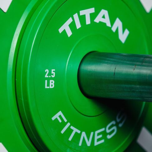 Titan Fitness Change Plate Set, Color-Coded, Fit Standard Olympic Barbells, Steel Plates with Rubber-Coated Matte Finish, 51MM Collar Opening in Kuwait