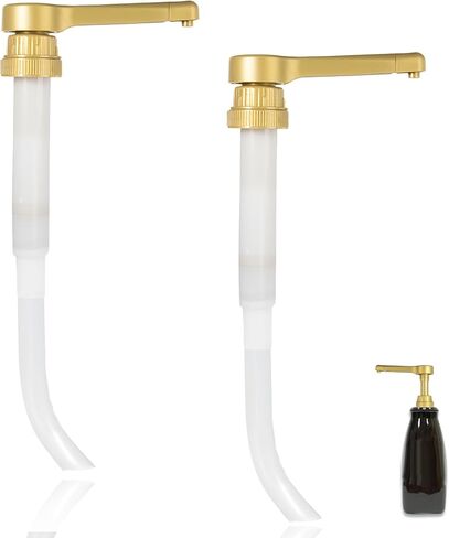 2-Pack Gold Sauce Pump Dispenser for 64 oz Bottles - Reusable 15CC Syrup Pump for Chocolate and Caramel Sauces - Sauce Pump Dispenser for Vanilla Mocha Sauces in Saudi Arabia