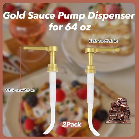 2-Pack Gold Sauce Pump Dispenser for 64 oz Bottles - Reusable 15CC Syrup Pump for Chocolate and Caramel Sauces - Sauce Pump Dispenser for Vanilla Mocha Sauces in Saudi Arabia