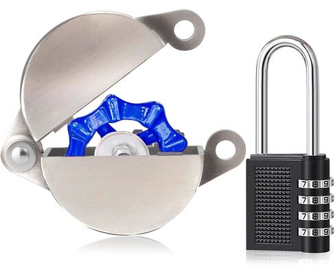 قفل المياه و GATE LOCKOUT ، جهاز صنبور الأمان مع مفتاح كلمة المرور لصمام الحديقة/حزام ماء في الفولاذ المقاوم للصدأ المضاد ، مقابض صمام ديا (فضي) in Kuwait