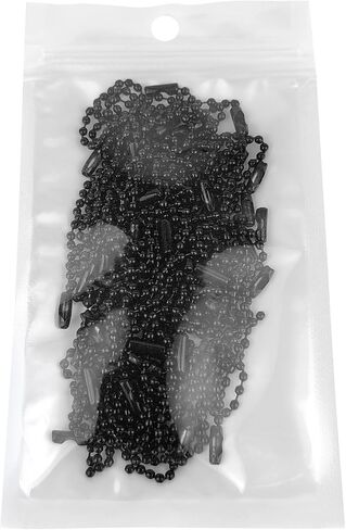 100Pcs 4 Inch Ball Beads Chain with Connectors，Bulk Metal Small Keychain for DIY Hanging Decoration & Craft Use & Dog Tag (100 Black) in Saudi Arabia