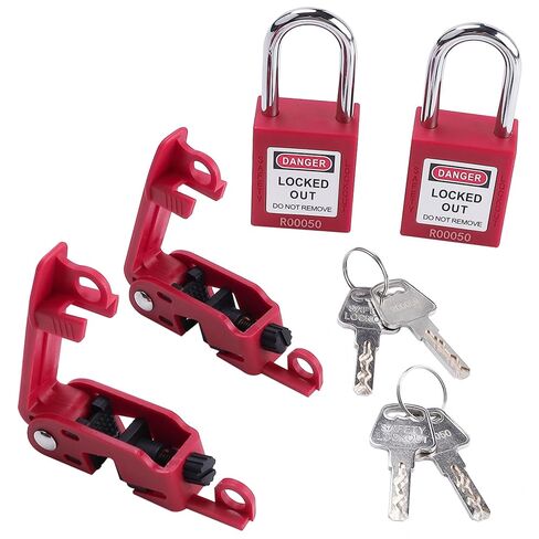 Circuit Breaker Lockout Kit with Loto Lock, Lockout Tagout Breaker Lock for Standard Single and Double Toggles, 4 Set in Kuwait