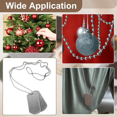 HARFINGTON Stainless Steel Ball Chain 5.0mm 23.6" Length 316L Round Bead Necklace Dog Tag Pull Chains with Connectors Clasps for Men Women Jewelry Making Bracelets Keychain, Silver in Saudi Arabia
