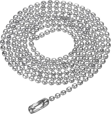 HARFINGTON Stainless Steel Ball Chain 5.0mm 23.6" Length 316L Round Bead Necklace Dog Tag Pull Chains with Connectors Clasps for Men Women Jewelry Making Bracelets Keychain, Silver in Saudi Arabia