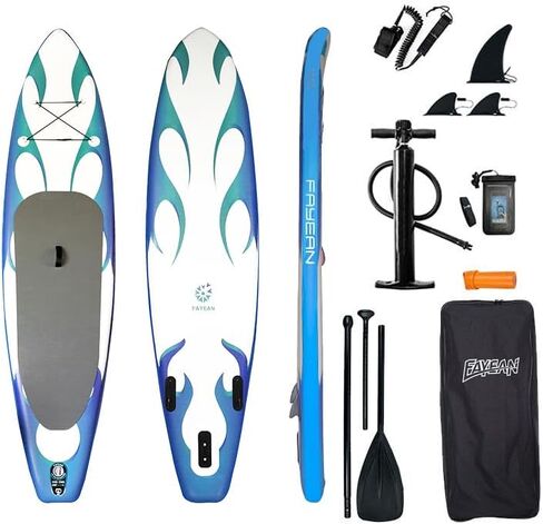 Inflatable Paddle Board,Extra Wide 10.6'/11' Stand Up Paddle Board with Sup Accessories,400lbs Capacity for Family with Safety Leash, All Skill Levels Sup for Yoga,Fishing,Surfing in Saudi Arabia