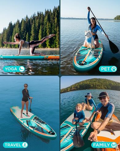 Cetana 11'6 × 35 "لوحة مجداف واسعة إضافية قابلة للنفخ ، لوحة مجداف الوقوف للمبتدئين ، سعة 450 رطل SUP للعائلة مع مقود السلامة ، حقيبة مقاومة للماء ، 3 زعانف قابلة للإزالة ، مضخة العمل المزدوجة ومضرب العائمة in Kuwait