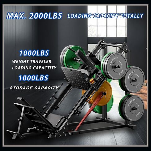 Fitness 45-Degree Leg Press and Hack Squat Machine, 2000 LBS Loading Capacity Quads、 Hamstrings、Glutes and Calves Workout Equipment for Home Gym. in Kuwait