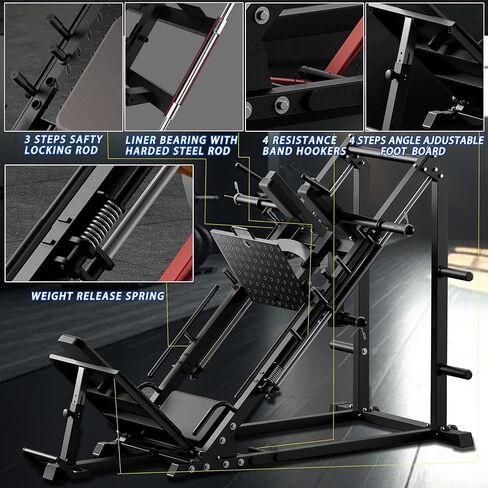 Fitness 45-Degree Leg Press and Hack Squat Machine, 2000 LBS Loading Capacity Quads、 Hamstrings、Glutes and Calves Workout Equipment for Home Gym. in Kuwait
