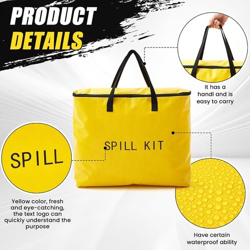 4 Pcs Spill Yellow Portable Bag kit Only, Universal Portable Emergency Yellow Duffle Spill Bag, 20 x 17 x 5 Inches, No Other Leak Handling Accessories are Included in Saudi Arabia