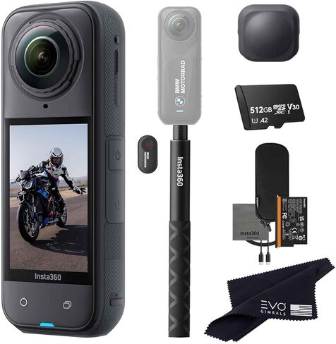 Insta360 x5 Basic Bundle-8K Camera 360 Action Camera مع 1/1.28 "أجهزة استشعار 48 ميجابكسل ، فيديو 8K 360 HDR ، صورة 72MP 360 ، 4K عدسة واحدة | حزمة تشمل عصا شخصية ، غطاء عدسة (1 تيرابايت) in Saudi Arabia