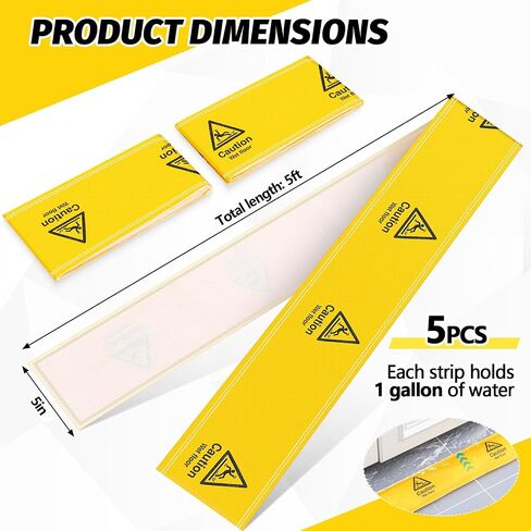 Nuanchu 10 Pieces Water Lock Absorbing Strips 5'' W x 5' l Water Absorber Snake Absorbent Socks for Leaks Spills from Home Garage Doors Windows Doorways, Absorbs up to 1 Gal Per Strip in Saudi Arabia