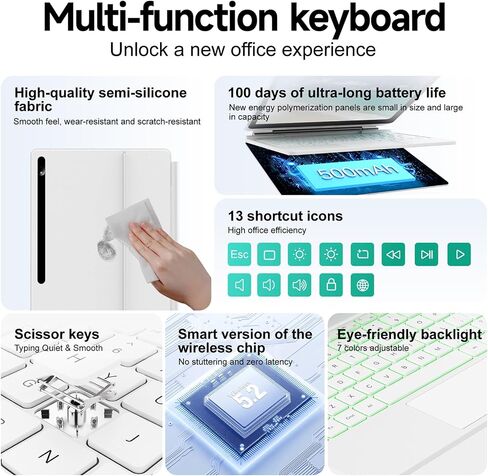 for Samsung Galaxy Tab S10+ Plus/S9+ Plus/S9 FE+ Plus/S8+ Plus/S7+ Plus/S7 FE 12.4" Keyboard Case,Magnetic Floating Cantilever, Multi-Function Touchpad,S Pen Holder,7 Backlits,Black in Saudi Arabia