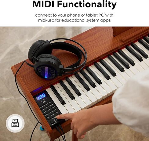 Piano Digital 88 لوحة مفاتيح رئيسية مرجحة ، ومكتبي كامل الحجم ، البيانو الكهربائي للمطرقة للمبتدئين ، مع حامل الموسيقى ، دواسة ، محول الطاقة ، وضع سماعة الرأس ، USB-midi in Kuwait