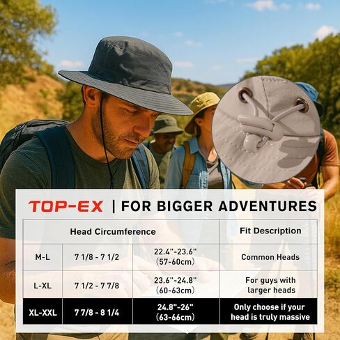 TOP-EX XL XXL حجم كبير قبعات رجالي كبيرة الحجم للحماية من الشمس دلو صيد Boonie للشاطئ حماية من الأشعة فوق البنفسجية حافة واسعة in Saudi Arabia