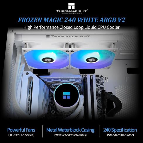 Thermalright Frozen Magic 360 Black ARGB V2 Liquid CPU Cooler, 360 Cooling Row Size with 3 * 120mm PWM ARGB Fans,for AMD/AM4/AM5,Intel LGA1150/1151/1200/2011/1700/1851,Desktop CPU Water Cooler in Saudi Arabia