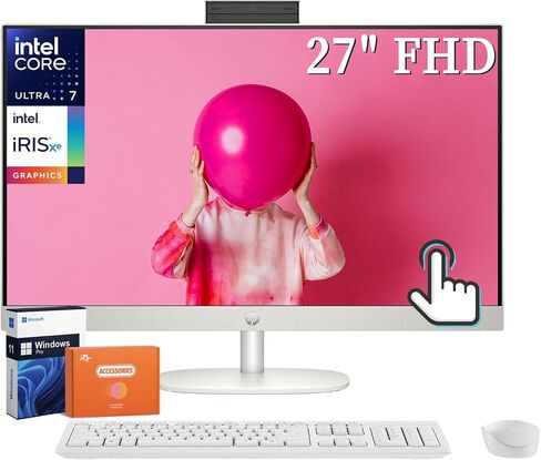HP 27 بوصة FHD شاشة تعمل باللمس بالكامل في كمبيوتر واحد على سطح المكتب ، ترخيص Office Pro Lifetime ، Intel 12-Core Ultra 7 155U (Beats I7-1355U) ، 16 GB DDR5 ، 1 TB SSD ، Wireless KB ، Mouse ، Windows 11 Pro in Saudi Arabia