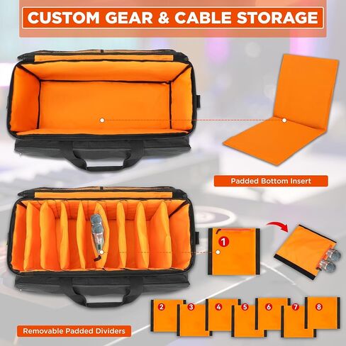 Cable Bag Organizer & DJ Bag with Detachable Padded Bottom and Adjustable Dividers, Travel Gig Bag for Professional Musicians for Cords, Microphones, DJ Equipment, Music Gear, Travel in Saudi Arabia