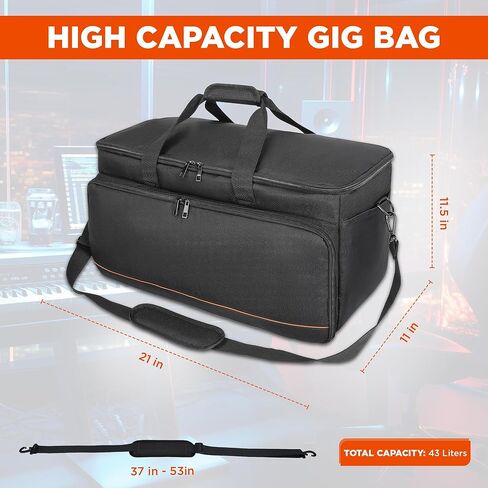 Cable Bag Organizer & DJ Bag with Detachable Padded Bottom and Adjustable Dividers, Travel Gig Bag for Professional Musicians for Cords, Microphones, DJ Equipment, Music Gear, Travel in Saudi Arabia