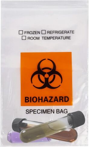 أكياس عينة Biohazard Biohazard Klmnop 150pcs ، 6 × 9.8 بوصة مع طباعة شعار Biohazard ، حقيبة عينة مختبر Ziplock مع حقيبة عمل أوراق خارج الجيب (Clear) in Kuwait