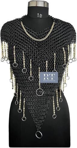 Chainmail Costume Set - Chainmail Harness - Chainmail Shoulder - Chainmail Collar - Chain Ring Cosplay Gift for Women in Saudi Arabia