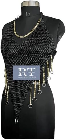 Chainmail Costume Set - Chainmail Harness - Chainmail Shoulder - Chainmail Collar - Chain Ring Cosplay Gift for Women in Saudi Arabia