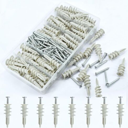 120Pcs Drywall Anchors, 60 Sets Self-Drilling Dry Wall Anchors and Screws kit, Heavy-Duty Wall Anchors for Drywall, Gypsum Board and Hollow Walls, No Pre Drill Hole Required in Saudi Arabia