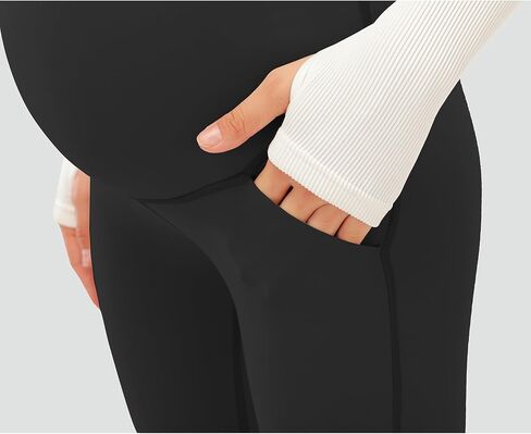 سراويل الحمل النسائية من JOYSPELS مع جيوب فوق البطن، سراويل يوجا للحمل مناسبة للعمل الكاجوال in Saudi Arabia