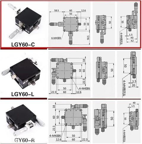 60 * 60mm 13mm XY Axis Stages Linear Stage Ball Bearing Manually Platform Sliding Table(LGY60-R) in Saudi Arabia