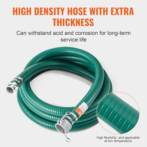 VEVOR Suction Hose, 2 in x 20 ft, with Camlock Connectors, and Aluminum Fittings, Fit Various Pumps, for Sewage Treatment, Water Transportation and More Agricultural Purposes in Saudi Arabia