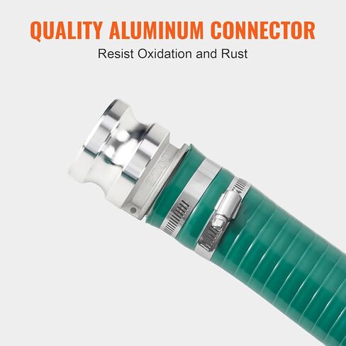 VEVOR Suction Hose, 2 in x 20 ft, with Camlock Connectors, and Aluminum Fittings, Fit Various Pumps, for Sewage Treatment, Water Transportation and More Agricultural Purposes in Saudi Arabia