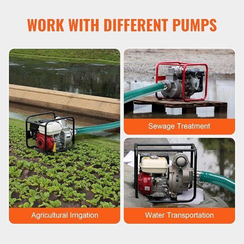 VEVOR Suction Hose, 2 in x 20 ft, with Camlock Connectors, and Aluminum Fittings, Fit Various Pumps, for Sewage Treatment, Water Transportation and More Agricultural Purposes in Saudi Arabia