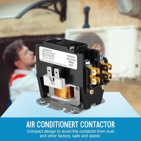 1 Pole Air Conditioner Contactor FLA 30 Amp 24VAC Coil, Compatible with Hn51kc024 Contactor, Air Conditioner Replacement Relay for Heat Pump, Refrigeration System in Kuwait
