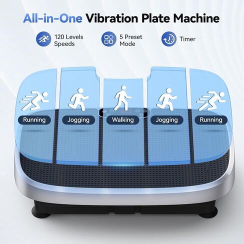 Vibration Plate Exercise Machine - 330lbs Weight Capacity, 120 Speed Levels, 5 Program Modes - Full Body Workout for Home Fitness, Toning & Wellness, LED Display, Low Noise Motor in Kuwait