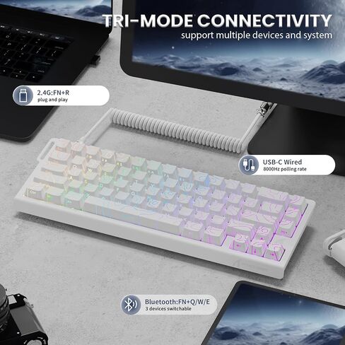 الهجوم Shark X68Pro هو لوحة مفاتيح الألعاب السريعة الزناد - معدل الاقتراع 8 كيلو هرتز ، نقاط التشغيل القابلة للتعديل ، مفاتيح مغناطيسية ، مفاتيح PBT ، الإضاءة الخلفية RGB ، كابل ملفوف للكمبيوتر/ماك - أسود كفاف in Kuwait
