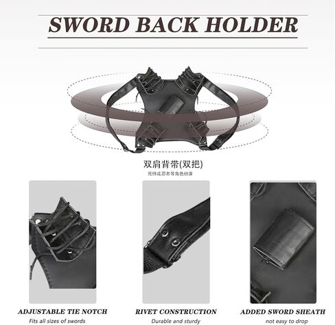 Medieval Adjustable Sword Holster With Back Holder For Cosplay - Features Sleek Sword Sheath And Backpack For Dual-Wielding With Twin Straps And Storage Bag in Saudi Arabia