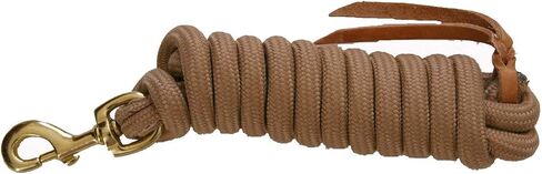 AJ Tack 9 Foot Nylon Lead Rope with Leather Popper Tan in Kuwait